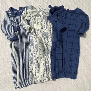 Set of 3 Organic Cotton zippered sleep gowns
